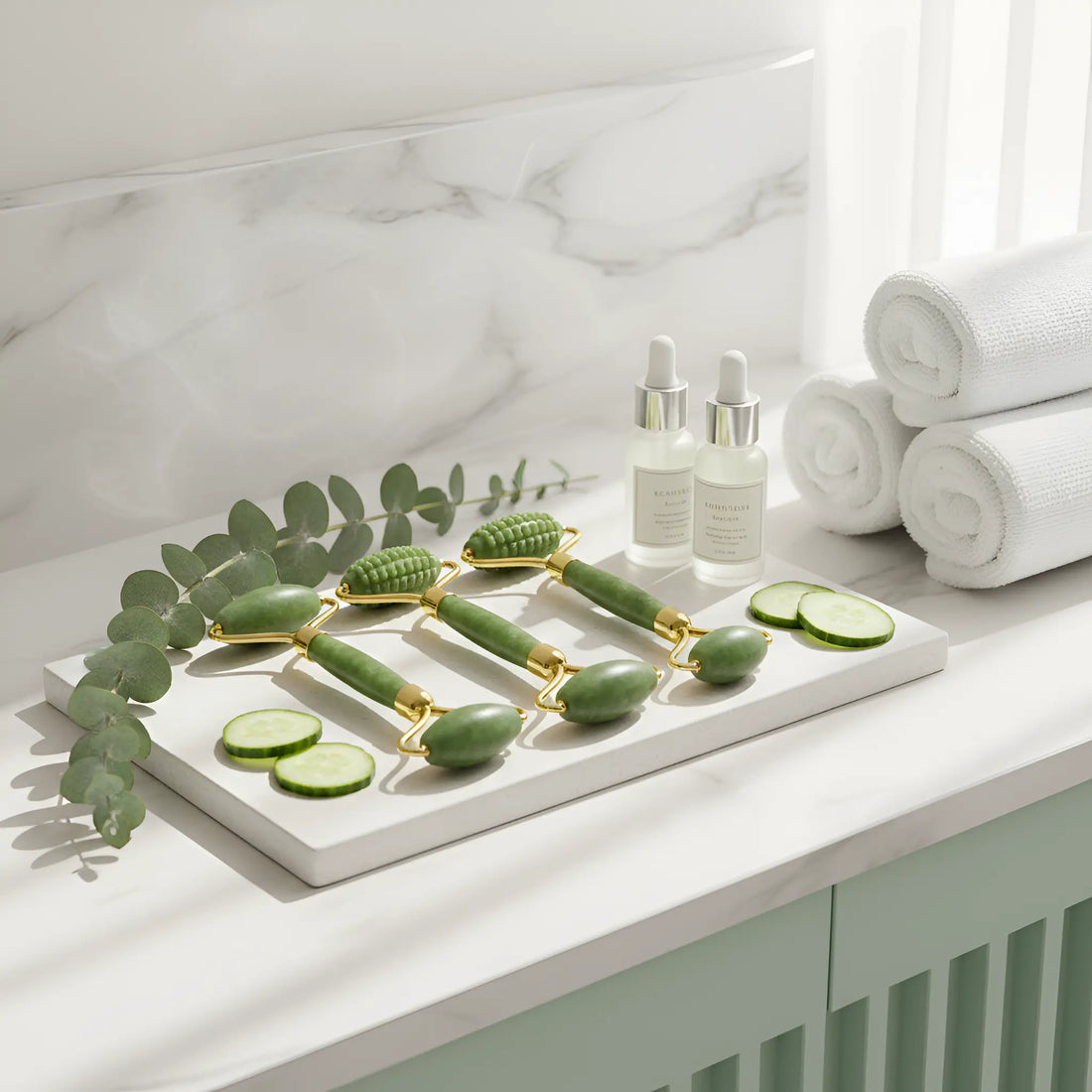 Face Massager Roller Natural Jade Stone