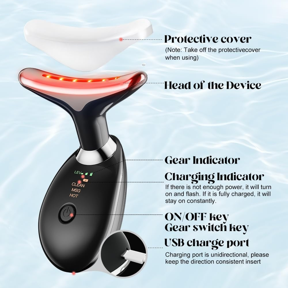 Facial EMS Massager for Face & Neck | Microcurrent Lifting, Eye Massage, Wrinkle Remover, Red Light Therapy