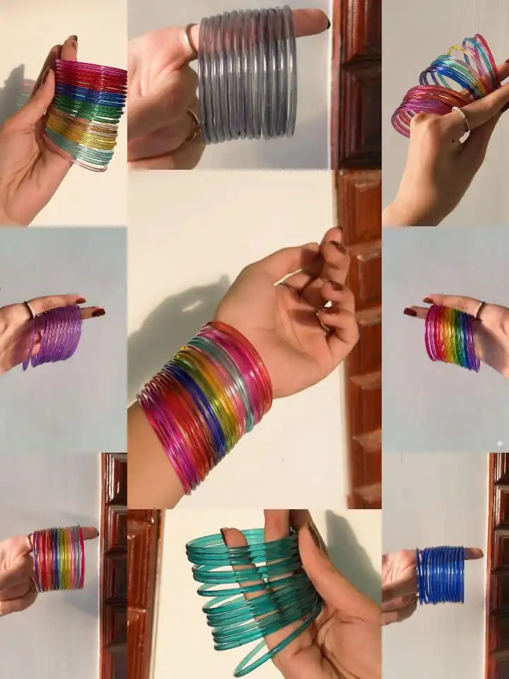 Trending Jelly Bangles Set – 12 Pieces (Multi color)