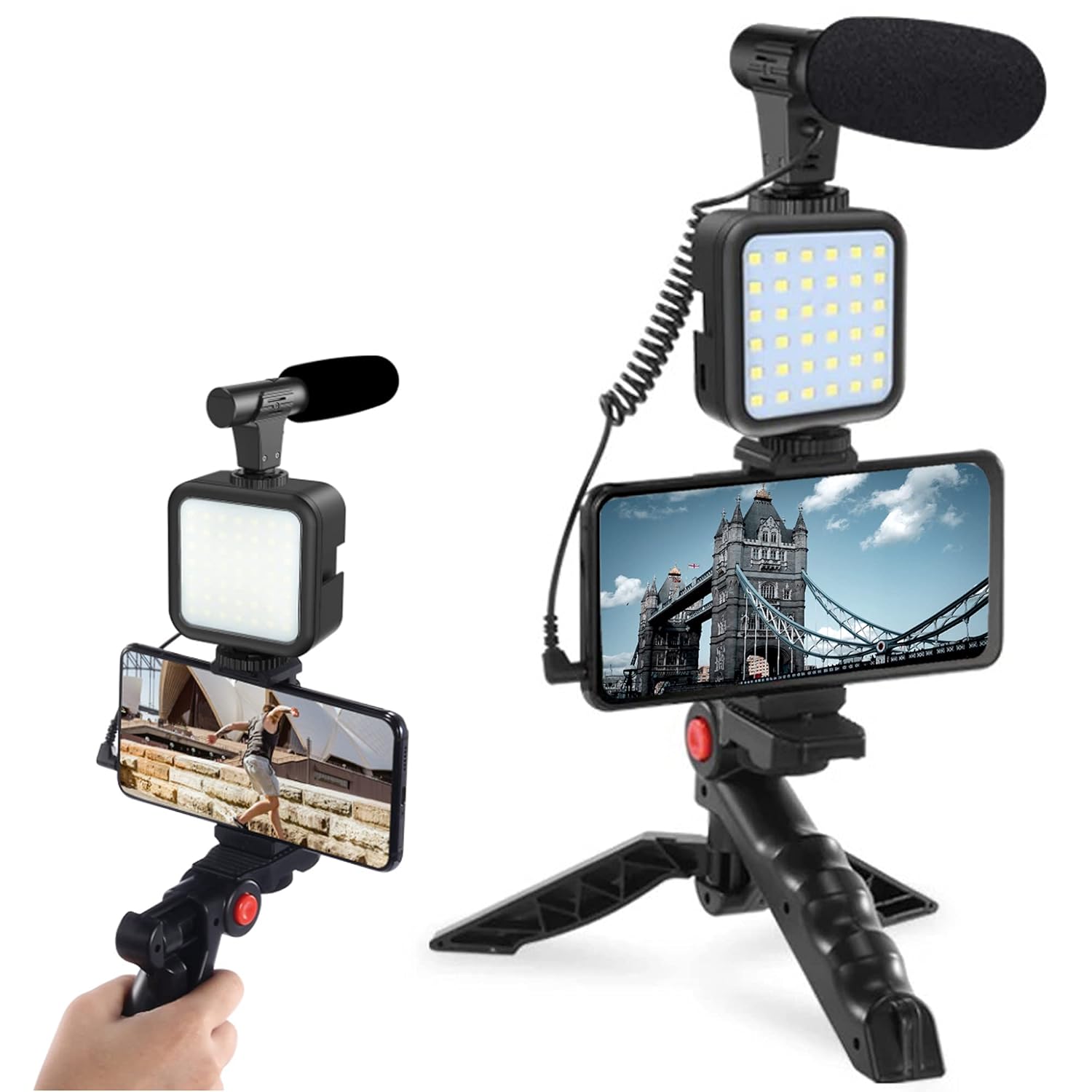 Professional Vlogging Kit (AY-49) with Mic, Light & Tripod
