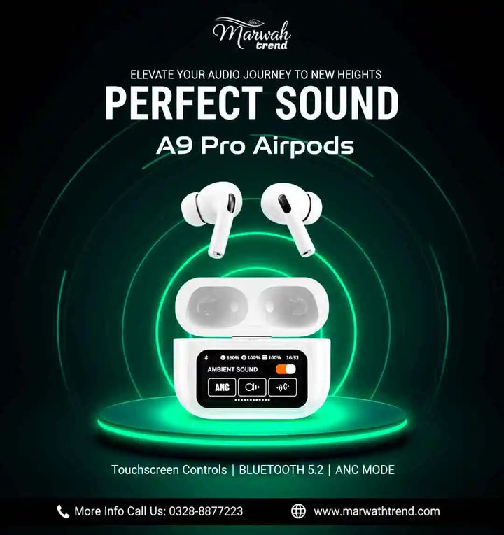 A9 Pro Airpods ANC/ENC Touch Screen Wireless Earbuds