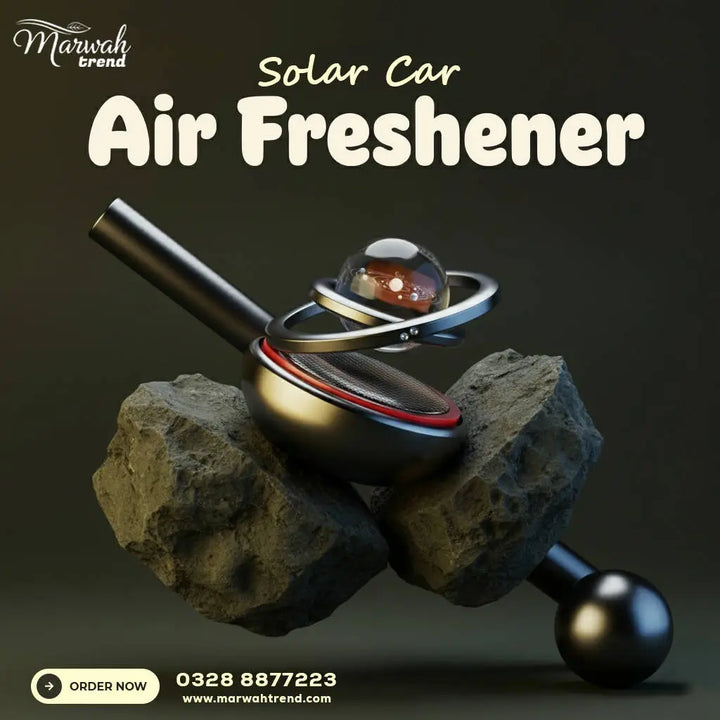 Solar Car Air Freshener Rotating Double-Ring For Car Dashboard