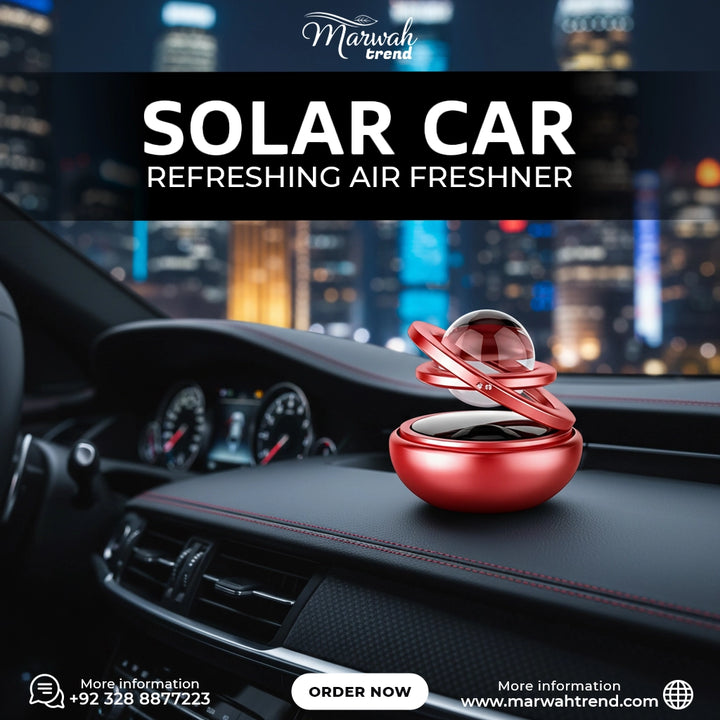Solar Car Air Freshener Rotating Double-Ring For Car Dashboard