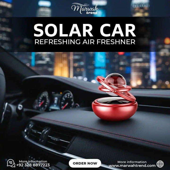 Solar Car Air Freshener Rotating Double-Ring For Car Dashboard