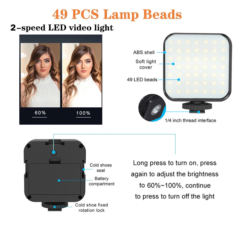 Professional Vlogging Kit (AY-49) with Mic, Light & Tripod