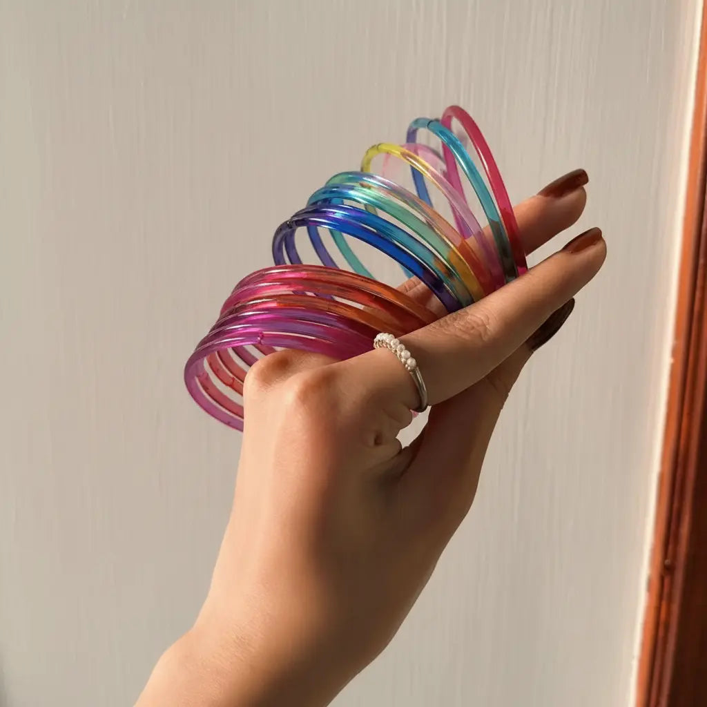 Trending Jelly Bangles Set – 12 Pieces (Multi color)