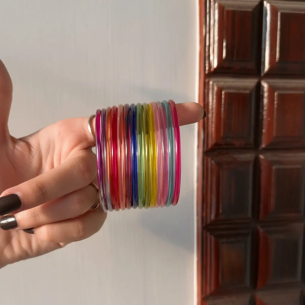 Trending Jelly Bangles Set – 12 Pieces (Multi color)