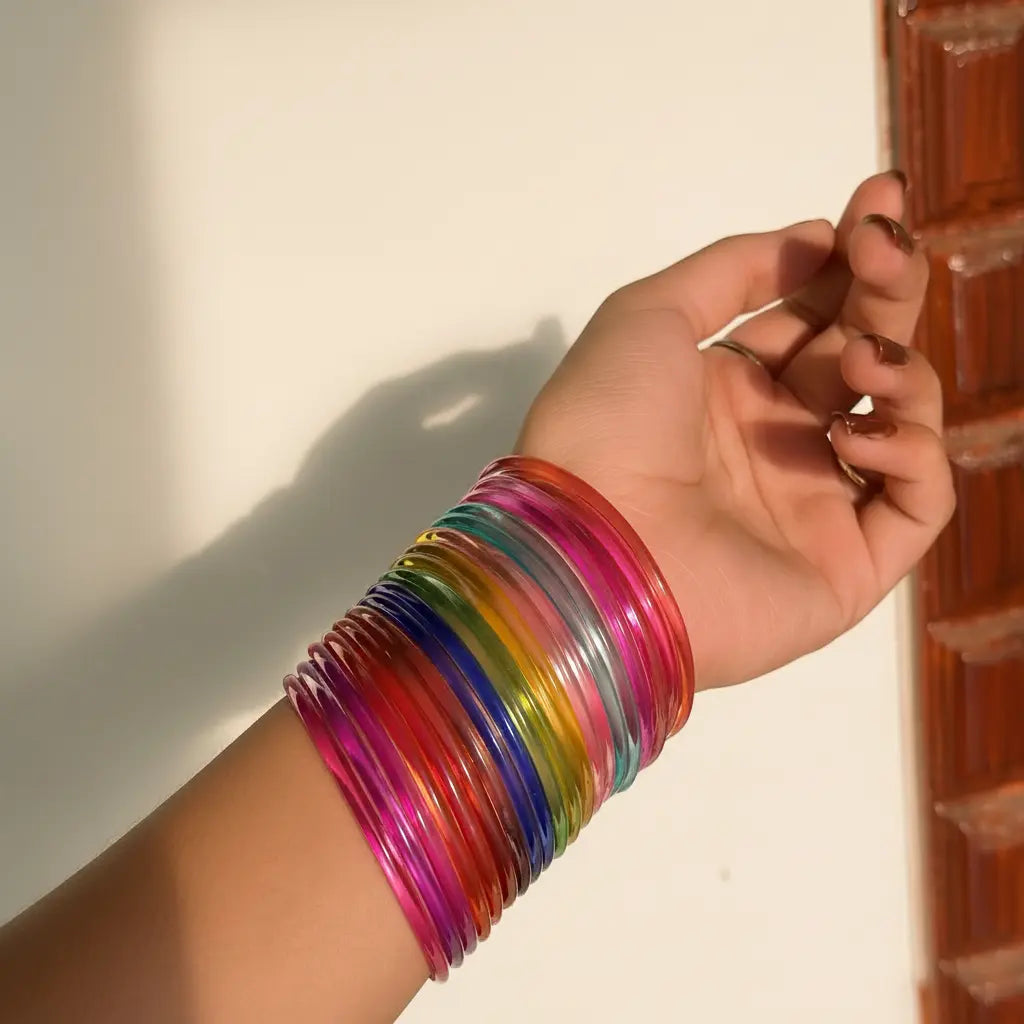 Trending Jelly Bangles Set – 12 Pieces (Multi color)